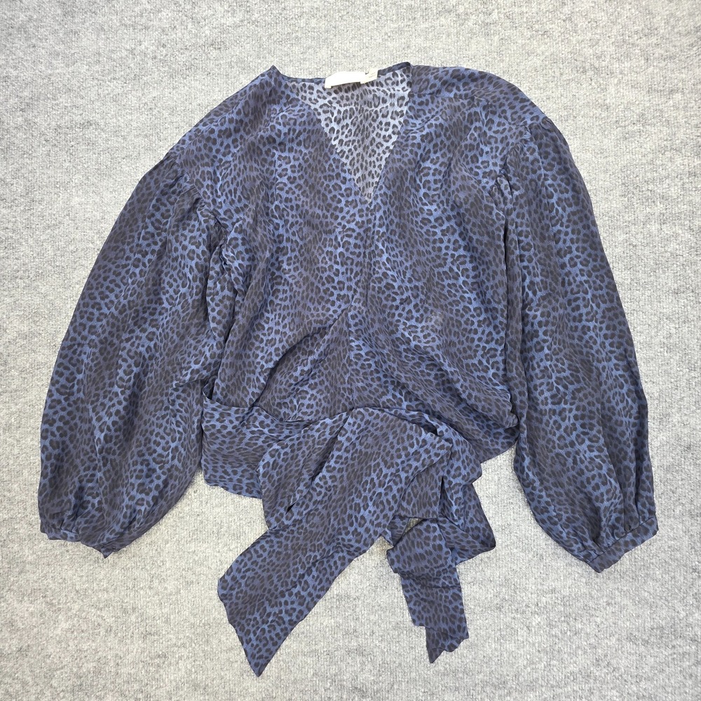 Ramy Brook Daya wrap Blouse Women's X-Small Blue Animal Print